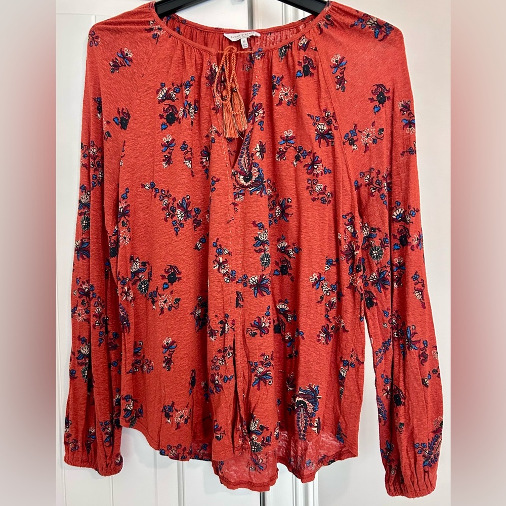 Lucky Brand Rust Floral Blouse